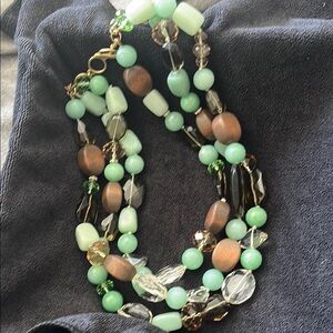 Stella & Dot Green and Brown Multi-Strand Necklace